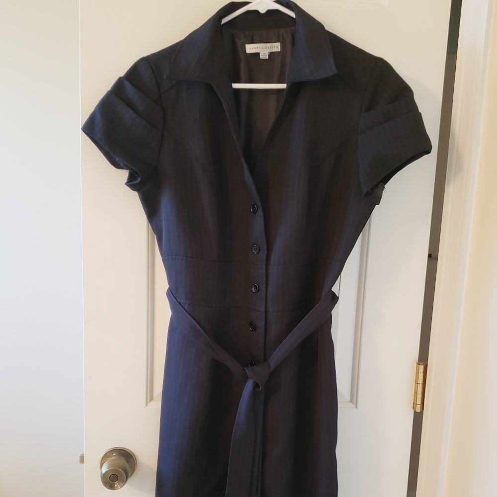 Sandra Darren, size 10, pinstripe, button up dress